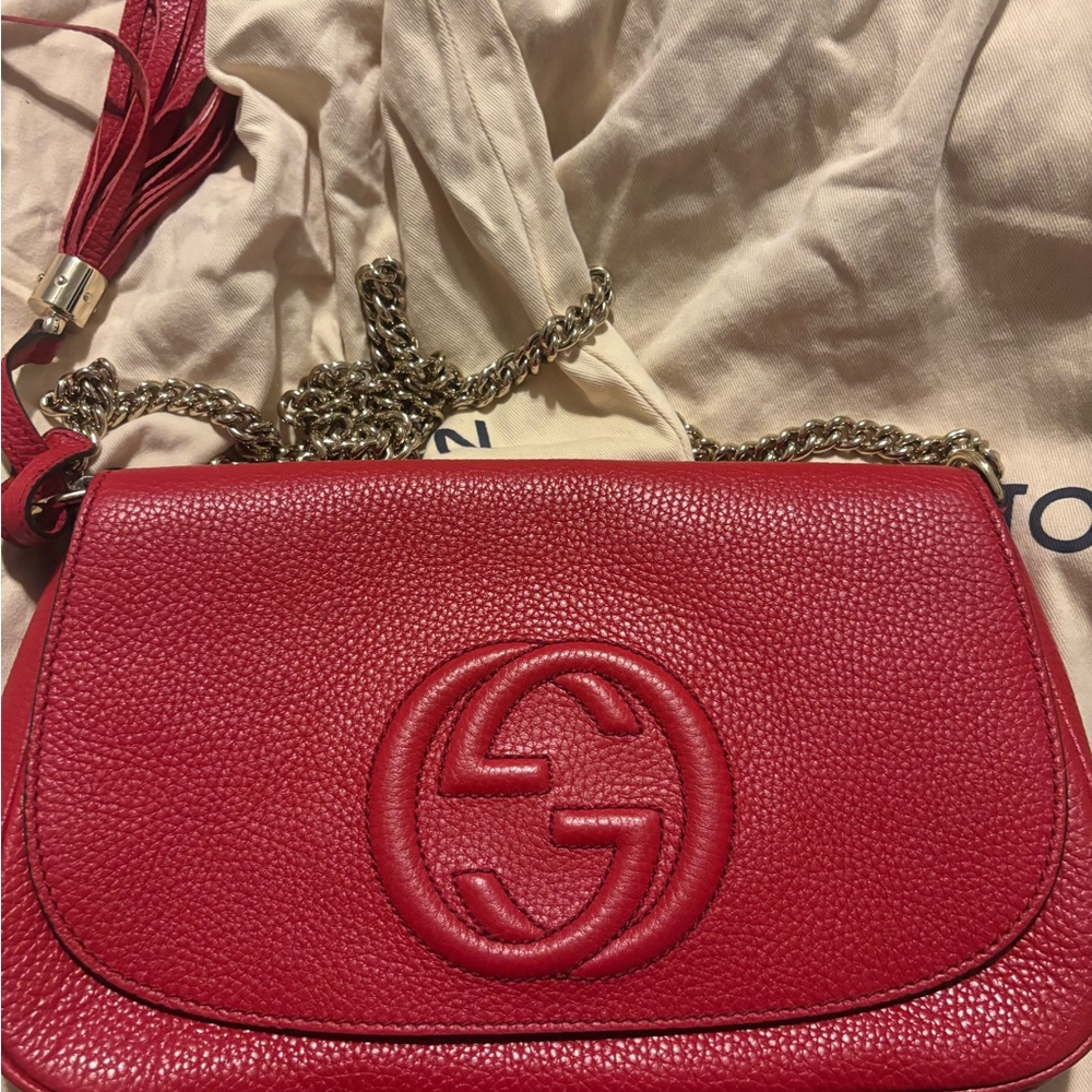 Gucci Red Leather Shoulder Bag